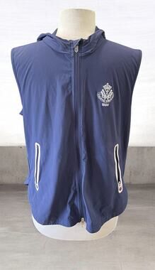 Peter Millar Jameson Flex Adapt Sleeveless Women’s XL Blue Hooded Golf Vest -EUC